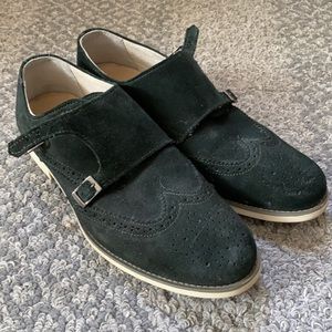 Green Zara monk strap shoes